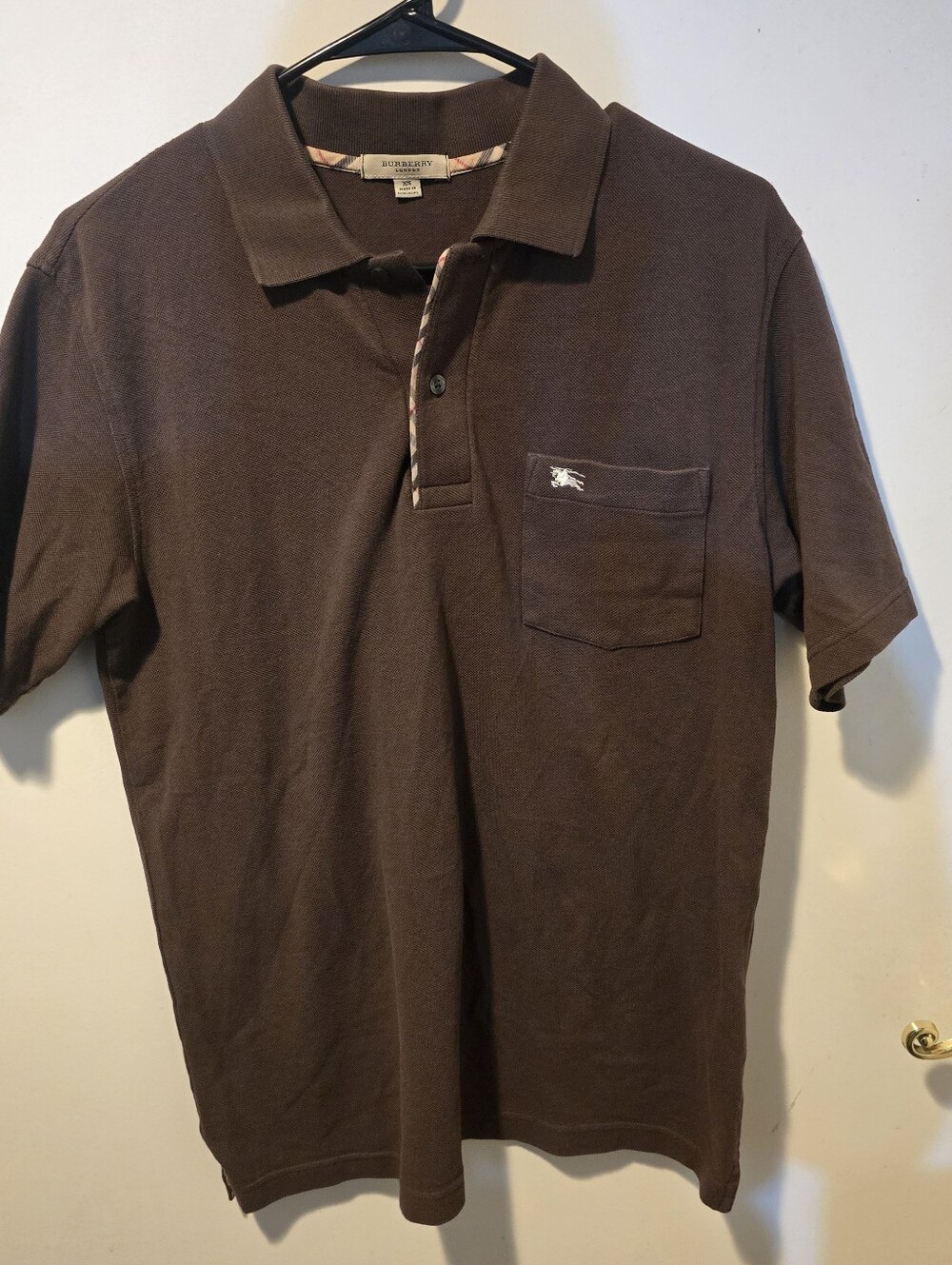 Burberry Brown Men’s Short Sleeve Pique Polo with Chest Pocket
